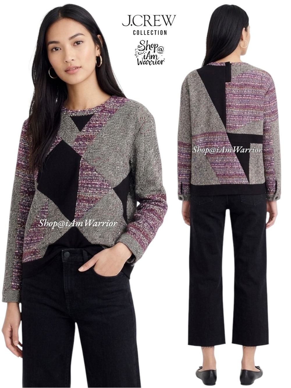 J.Crew Collection NWT RARE donegal tweed mixed media pullover *shop@iamwarrior